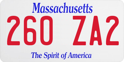 MA license plate 260ZA2