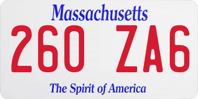 MA license plate 260ZA6
