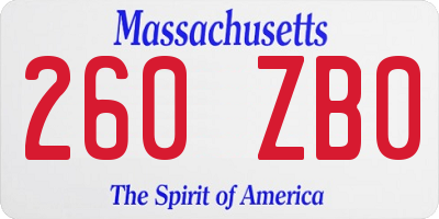 MA license plate 260ZB0