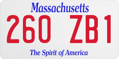 MA license plate 260ZB1