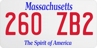 MA license plate 260ZB2
