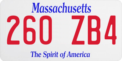 MA license plate 260ZB4