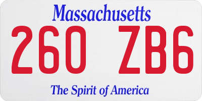 MA license plate 260ZB6