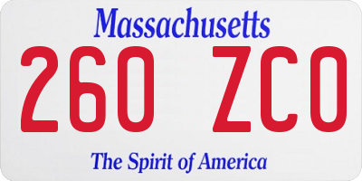 MA license plate 260ZC0