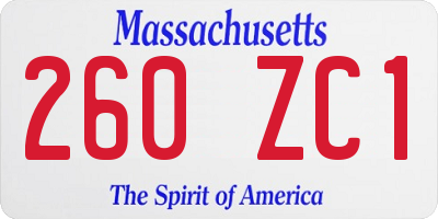 MA license plate 260ZC1