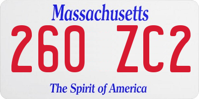MA license plate 260ZC2