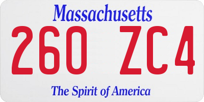 MA license plate 260ZC4