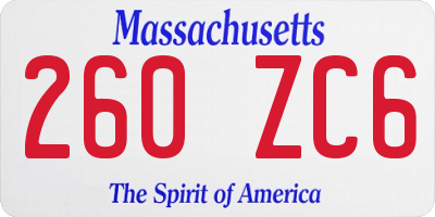 MA license plate 260ZC6