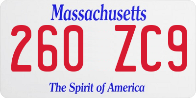 MA license plate 260ZC9