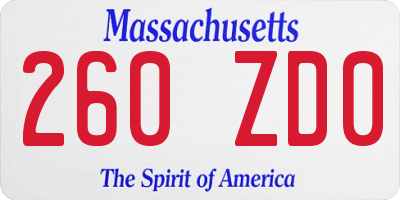 MA license plate 260ZD0