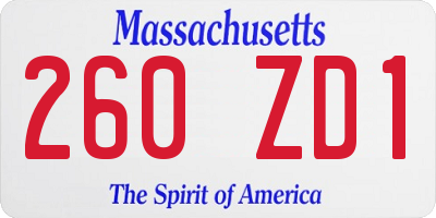 MA license plate 260ZD1