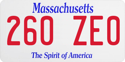 MA license plate 260ZE0
