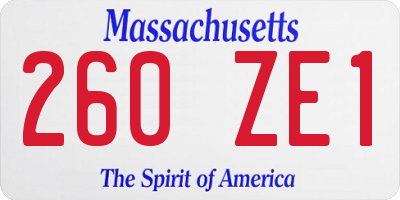 MA license plate 260ZE1