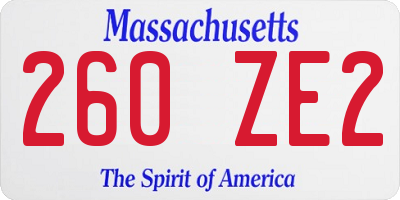 MA license plate 260ZE2