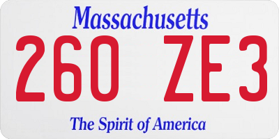 MA license plate 260ZE3