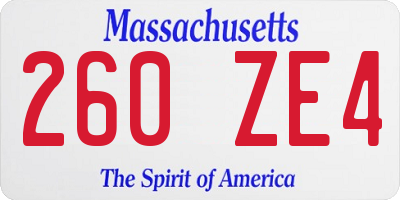 MA license plate 260ZE4