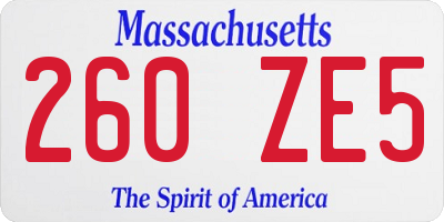 MA license plate 260ZE5