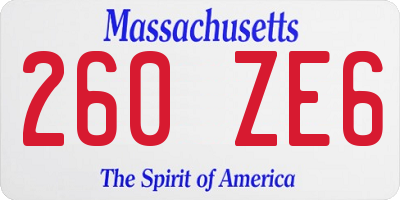 MA license plate 260ZE6