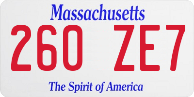 MA license plate 260ZE7