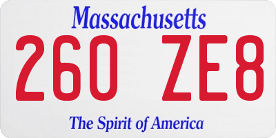 MA license plate 260ZE8