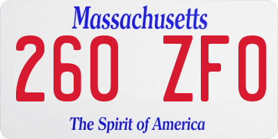 MA license plate 260ZF0