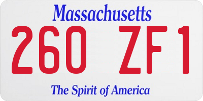 MA license plate 260ZF1