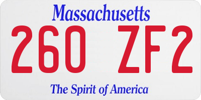 MA license plate 260ZF2