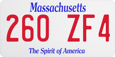 MA license plate 260ZF4