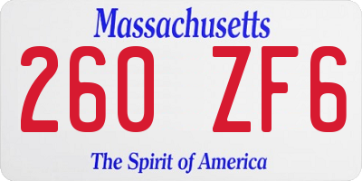 MA license plate 260ZF6