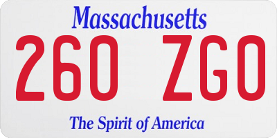 MA license plate 260ZG0