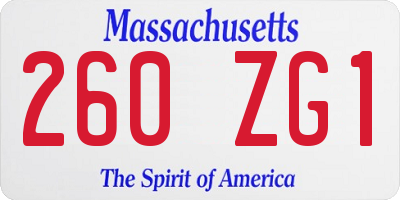 MA license plate 260ZG1