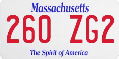 MA license plate 260ZG2