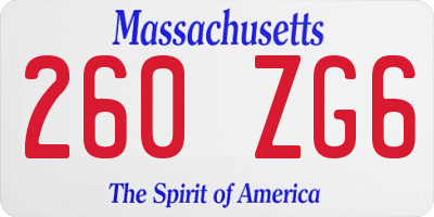 MA license plate 260ZG6