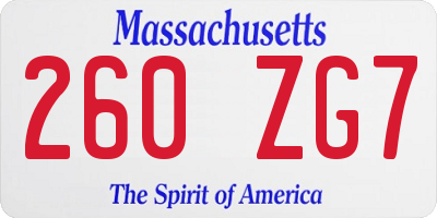 MA license plate 260ZG7