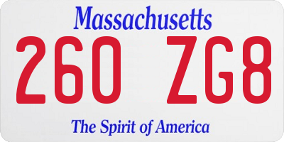 MA license plate 260ZG8