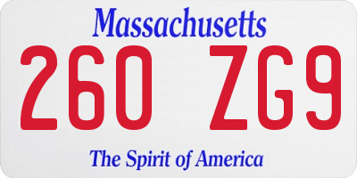 MA license plate 260ZG9