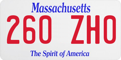 MA license plate 260ZH0