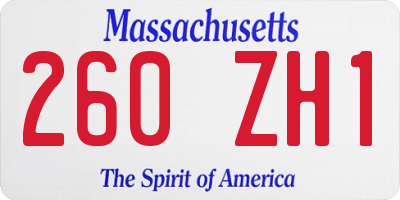 MA license plate 260ZH1