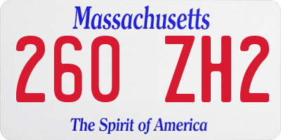 MA license plate 260ZH2