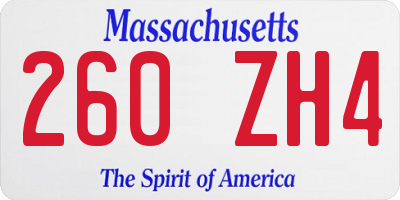 MA license plate 260ZH4
