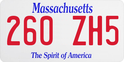 MA license plate 260ZH5