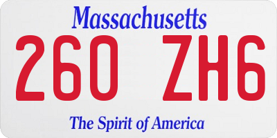 MA license plate 260ZH6