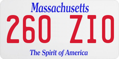 MA license plate 260ZI0