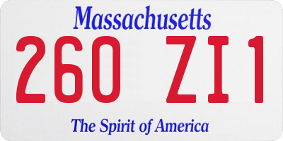 MA license plate 260ZI1