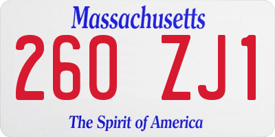 MA license plate 260ZJ1