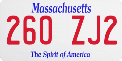 MA license plate 260ZJ2