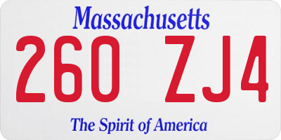MA license plate 260ZJ4