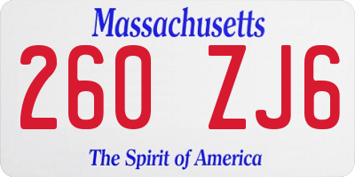 MA license plate 260ZJ6