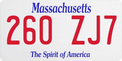 MA license plate 260ZJ7