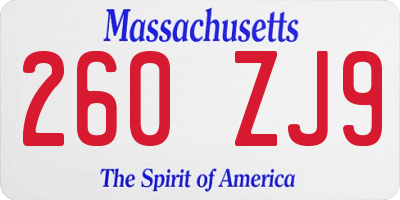 MA license plate 260ZJ9